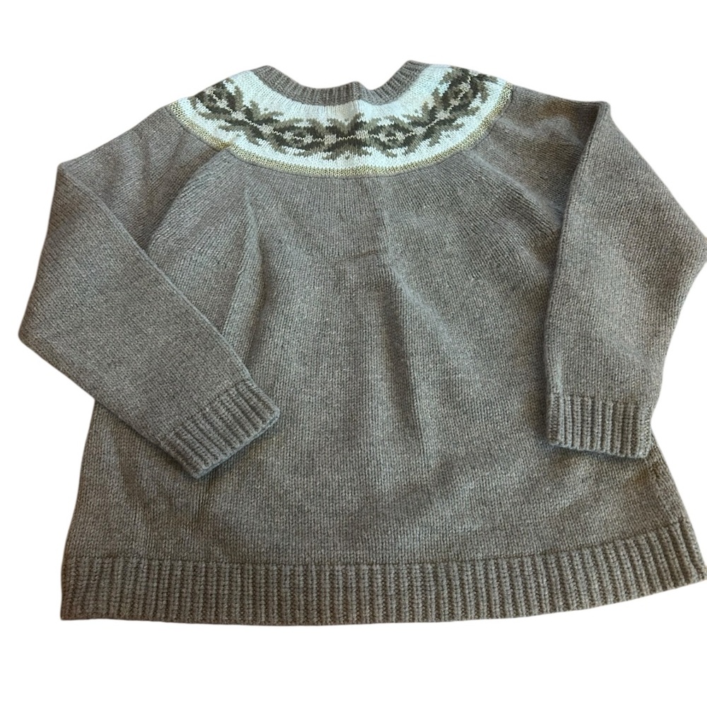 Coldwater Creek Fair Isle Sweater Taupe Neutral Size Large wool blend